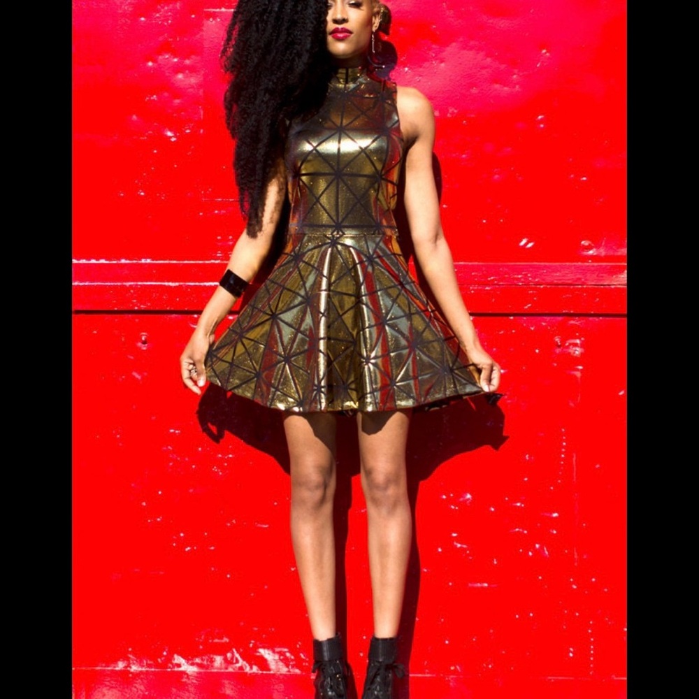 Geometric Gold Dress